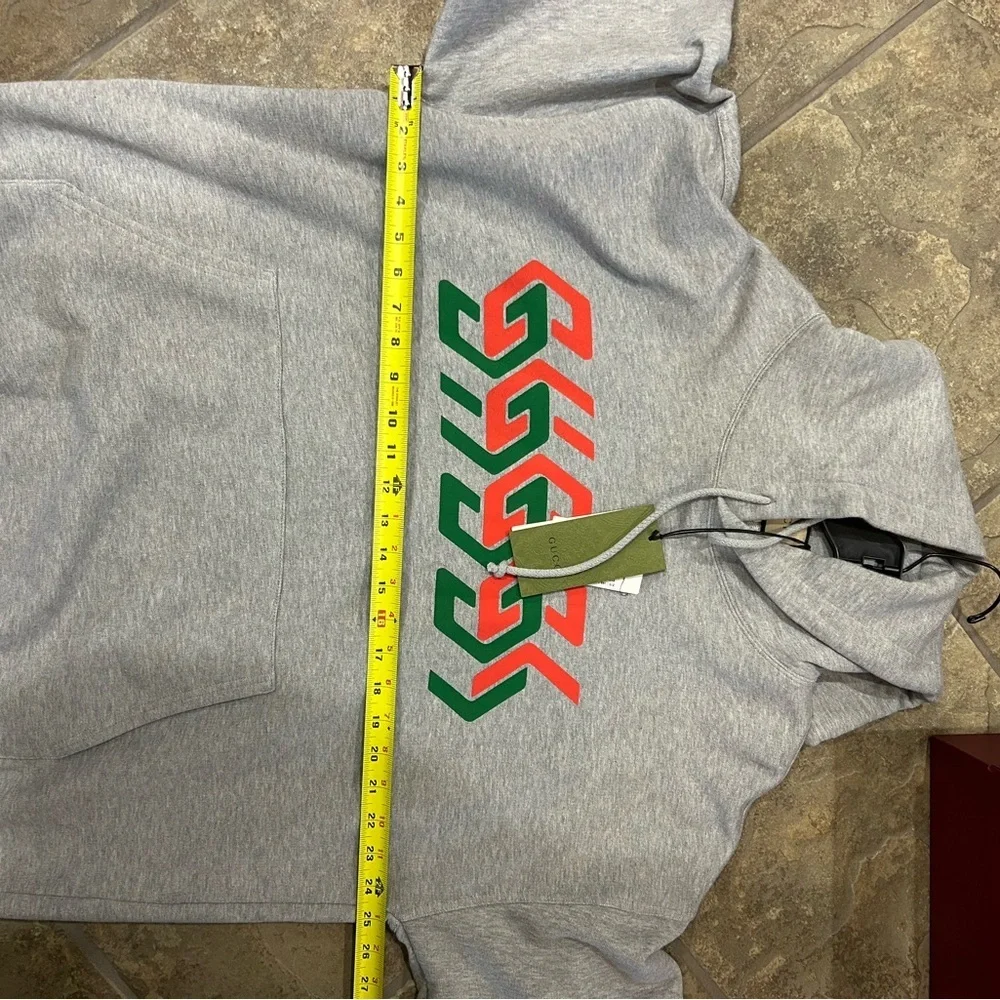 Men's Gucci chain, print jersey, cotton hoodie, size XXL made in Italy